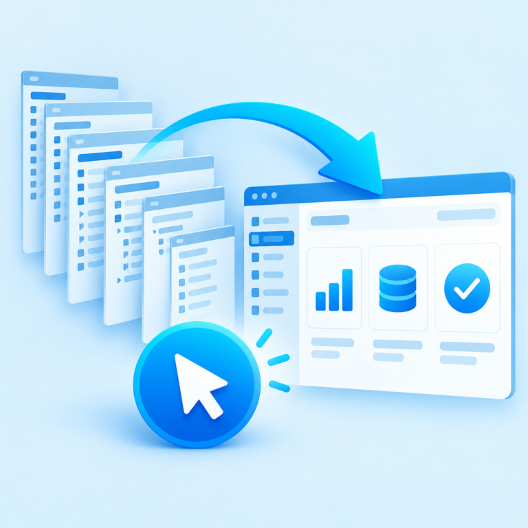One-click access to a clean ERP dashboard